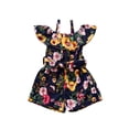 thumbnail image 2 of ITFABS Girl's One-Piece Suit, Flower Print Off Shoulder Ruffle Sling Playsuit, 2 of 9