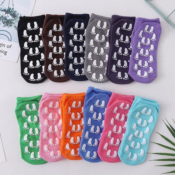 HOOWIFFY 5 Pairs Women's Cotton Non-Skid Yoga Socks with Grips, Comfortable Breathable Anti- Socks for Pilates