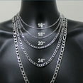 thumbnail image 4 of Silver Figaro Chain Necklace for Men and Women Stainless Steel, 4 of 10