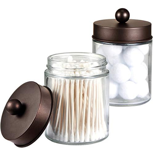 Apothecary Jars Bathroom Storage Organizer Cute Qtip Dispenser Holder