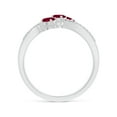 thumbnail image 2 of ANGARA Natural Oval Ruby Three Stone Bypass Ring with Diamonds in 14K White Gold for Women (Size-4x3mm) | July Birthstone Jewelry for Her, 2 of 11