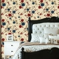 thumbnail image 2 of Peel and Stick Wallpaper 23.6in x 9.8ft Floral Red Blue Beige Blooms Cream Contact Paper Vinyl Waterproof Self Adhesive Wall Paper for Bedroom Shelf Cabinet Renter Friendly, 2 of 8