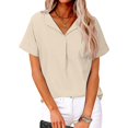thumbnail image 2 of XuJwPNcy Women Tops Summer Short Sleeve Lapel Neck Tee Fashion Plain Tshirts Casual Loose Work Blouses, 2 of 7