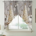 thumbnail image 2 of Gold Christmas Trees Elk Swag Valances for Windows, Kitchen Window Curtains Over Sink, Xmas Snowflakes Balls Grey Window Treatment Curtains for Living Room/Bedroom Curtains 2 Panel Sets 36"x45", 2 of 8