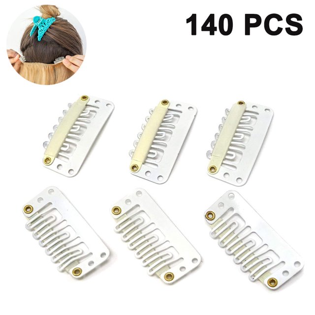 140 Piece Clips Wigs Clips U Shape Snap Clips Iron Metal Replacement Hair Clips Comb Clips for Extensions Wigs DIY Hair Extensions