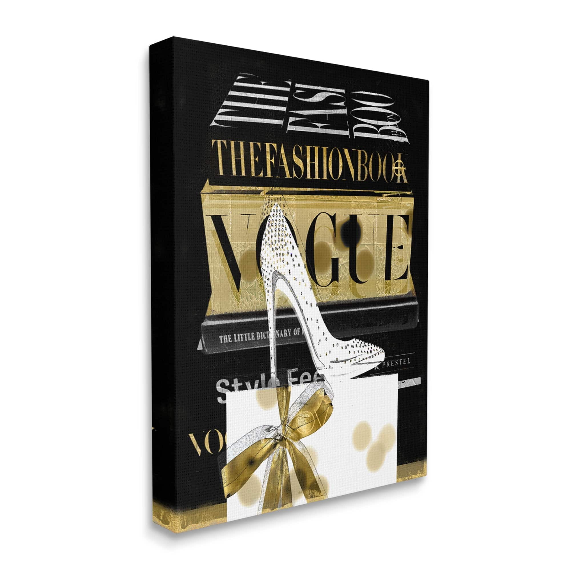 Stupell Black Glam Fashion Heels & Books Beauty & Fashion Painting Gallery Wrapped Canvas Print Wall Art