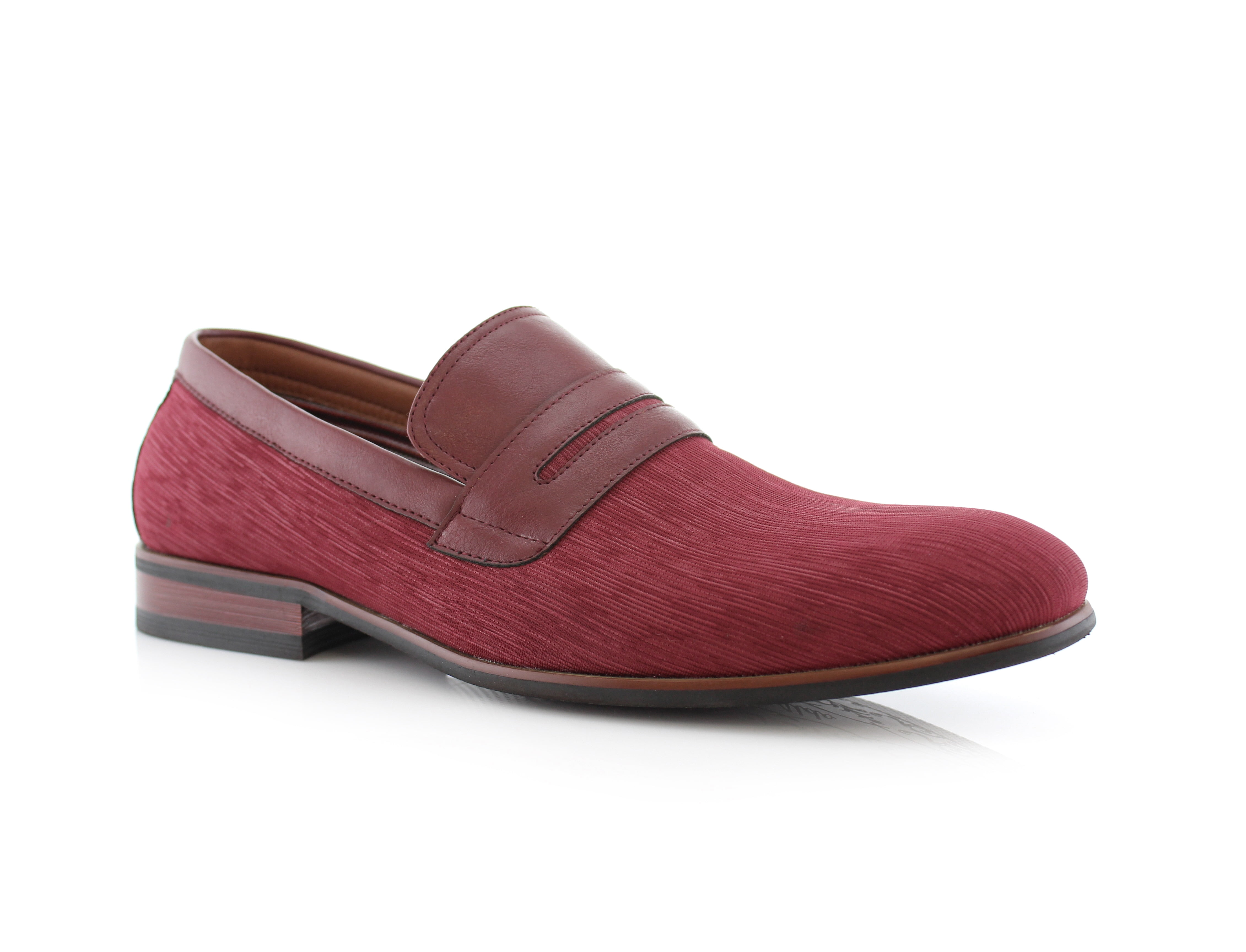 wine color mens loafers