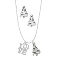thumbnail image 1 of Delight Jewelry Love with Peace Sign Silver tone Zig Zag Christmas Tree Charm Necklace and Stud Earrings, 1 of 4