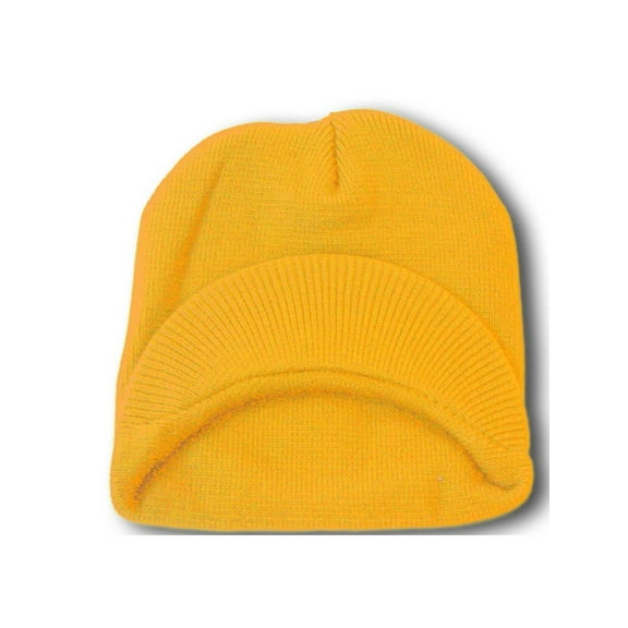 Top Headwear Cuffless Visor Winter Beanie - Yellow