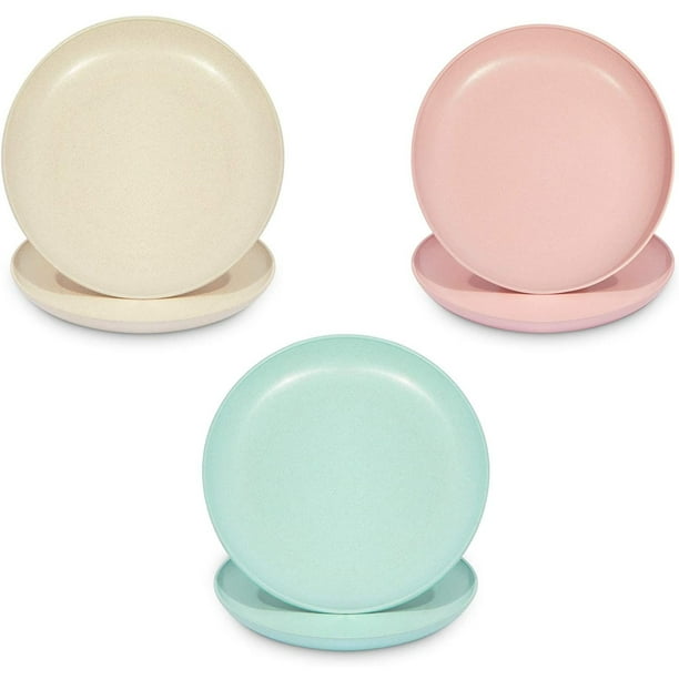 6 Pack 8 Unbreakable Wheat Straw Plates Dinner Dishes Dishwasher Microwave Safe 3 Colors Walmart Com Walmart Com