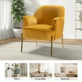 thumbnail image 5 of Fall Velvet Upholstered Accent Chair Metal Legs Curved Backrest Lounge Home Armchair Bedroom Adult Mustard, 5 of 13