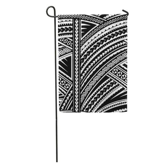 SIDONKU Blue Polynesian Maori Tribal Pattern Tattoo Aboriginal Curl Ethnic Indigenous Garden Flag Decorative Flag House Banner 28x40 inch