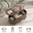 thumbnail image 5 of JOINICE Coffee Table with Lift Top,42.5” Fluted Center Table with Hidden Compartment ,Mid Century Modern Oval Coffee Tables for Living Room,Apartment,Walnut, 5 of 7