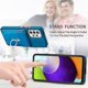 thumbnail image 3 of Funda para Samsung Galaxy A52 de piel sintética con acabado galvanizado y tarjetero (negra), 3 of 5