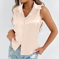 thumbnail image 7 of cfhntfmh Womens Silk Satin Sleeveless Button down Shirts Collared V Neck Tank Tops Business Casual Blouses for Work Office Summer Tees, 7 of 7