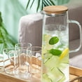 thumbnail image 3 of Jarra de Agua de Vidrio de 1,7 L con Asa, Tapa de Bambú, Resistente Al , Hervidor de Agua FríA y Caliente, Capacidad para Té, Jarra de Jugo de Agua, 3 of 5