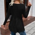 thumbnail image 4 of Mujeres Casual Moda Pullover Manga Larga Con Cuello En V Blusas Camiseta Soild Pompotops FGAJ15077, 4 of 9