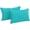 Aqua Blue, variant on 20-inch by 12-inch Double-corded Solid Outdoor Spun Polyester Back Support Pillows with Inserts (Set of 2), Sandstone