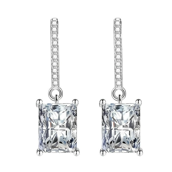 Liora Dangle Earrings for Women Emerald Cut Cubic Zirconia Hook Ginger Lyne Collection