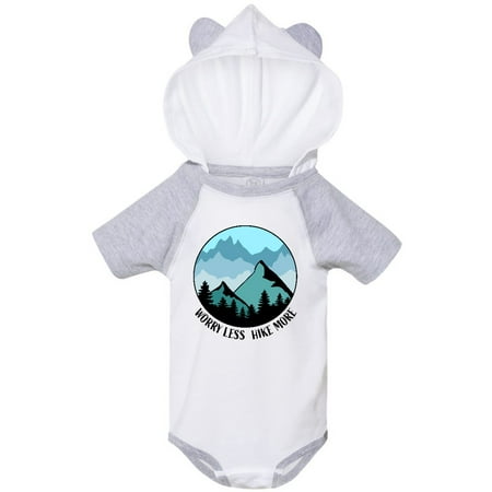 

Inktastic Worry Less Hike More with Mountains in Blue Gift Baby Boy or Baby Girl Bodysuit
