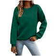 thumbnail image 2 of Aobny Sweatshirts for Women Loose Dressy Green Pullover Long Sleeve Crew Neck Spring Sweatshirt, 2 of 6