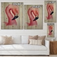 thumbnail image 4 of Designart 'Abstract Portrait of Pink Flamingo IV' Farmhouse Print on Natural Pine Wood, 4 of 5