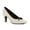 White, variant on XYD Women Round Closed Toe Bowknot Pumps Mid Kitten Heels Elegant Party Work All Weather Shoes Size 7 White