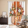 thumbnail image 3 of Kitchen Curtains 84 Inch Length 2 Panels, Burnt Orange Floral Grommets Window Treatment Curtain, Rustic Pumpkin Sunflower Botanical Striped Thermal Curtains Drapes for Living Room/Bathroom, 3 of 9