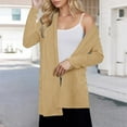 thumbnail image 4 of Lightweight Cardigans for Women with Two Pockets Open Front Long Sleeve Casual Cardigan Jacket Tops Blouses (2XL, Khaki), 4 of 7