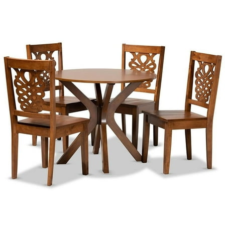 Bowery Hill Walnut Brown Finished Wood 5-Piece Dining Set