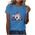thumbnail image 1 of Blusas para las Mujeres Casual, Estampado Manga Corta Cuello Redondo Camiseta Top Hecho de Cómodo Estante de Imitación para Toda la Temporada de Uso Diario, Tops Cortos para las Mujeres, 1 of 4