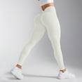 thumbnail image 2 of Arlun V Back Leggings for Women Scrunch Lifting Gym Workout Leggings High Waisted Stretch Soft Comfortable Ribbed Seamless Yoga Pants Fashion Sports Outfit White S, 2 of 3