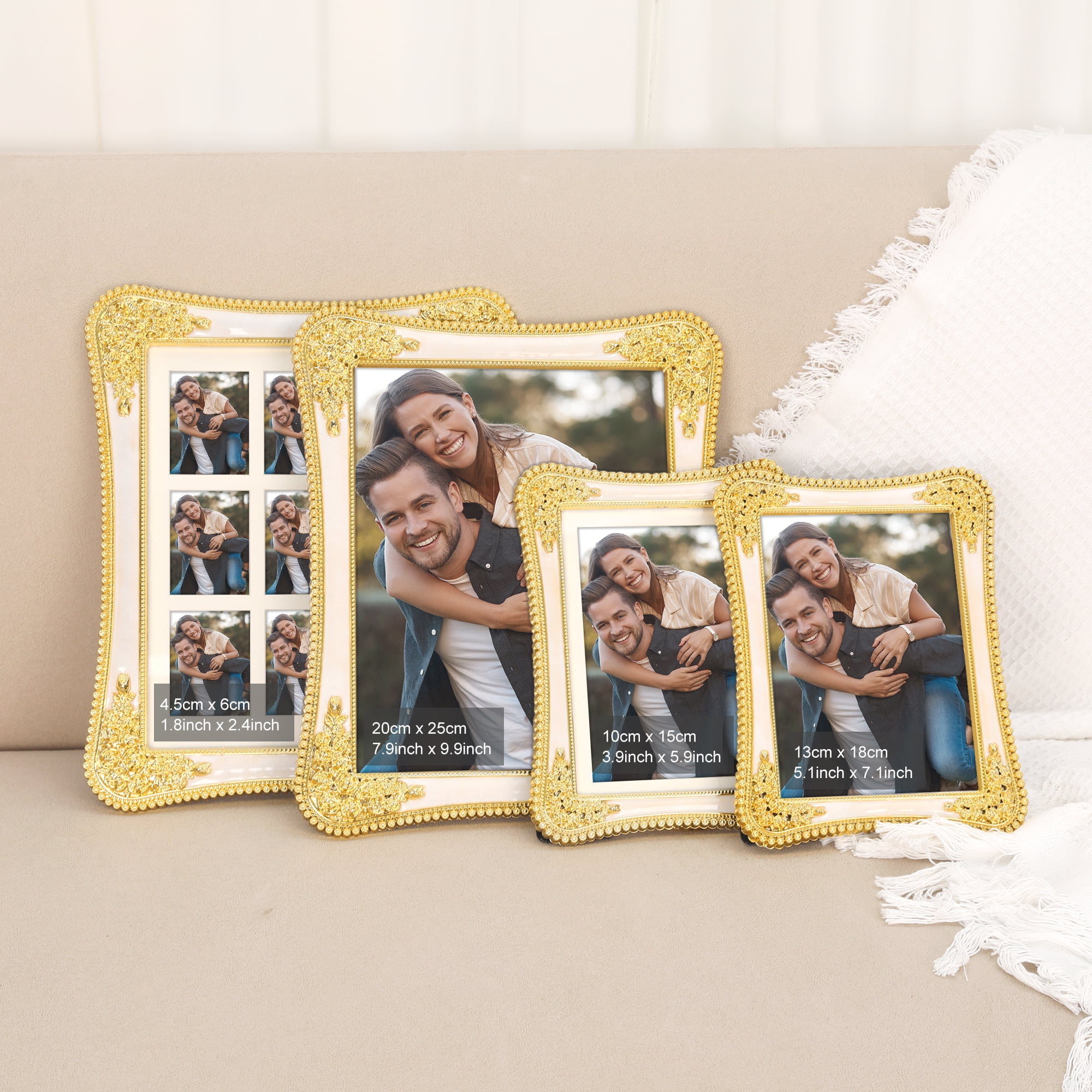 Unique Bargains Plated Picture Frame with Crystal Tabletop Decor Silver and White 5x7 in Silver and White/Gold and Black 4x6