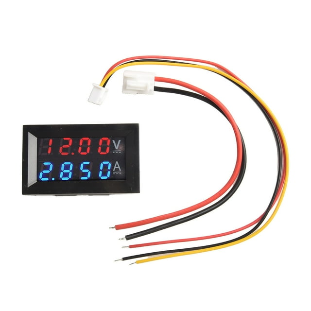 4-Bit Dc 0-100V 10A Voltmeter Blue+Red Led Amp Dual Volt Meter Gauge Tester New