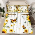 thumbnail image 2 of Castle Fairy Floral Sunflowers Twin Sheet Sets 3pcs for Boys Girls,Flying Butterflies Twin Fitted Sheet Microfiber,Old Barn Door Breathable Flat Sheet,Lightweight Room Decor, 2 of 7
