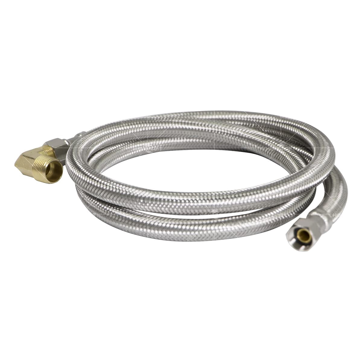 Braided Dishwasher Connector 3/8" Comp x 3/8" Comp with Brass Elbow, 48"