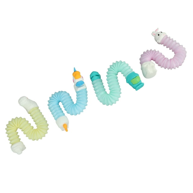 Autism Pop Tubes, Pop Tubes Toys Stretchy Animal Shape Cartoon 4pcs Shape Changing For ADHD For Kids