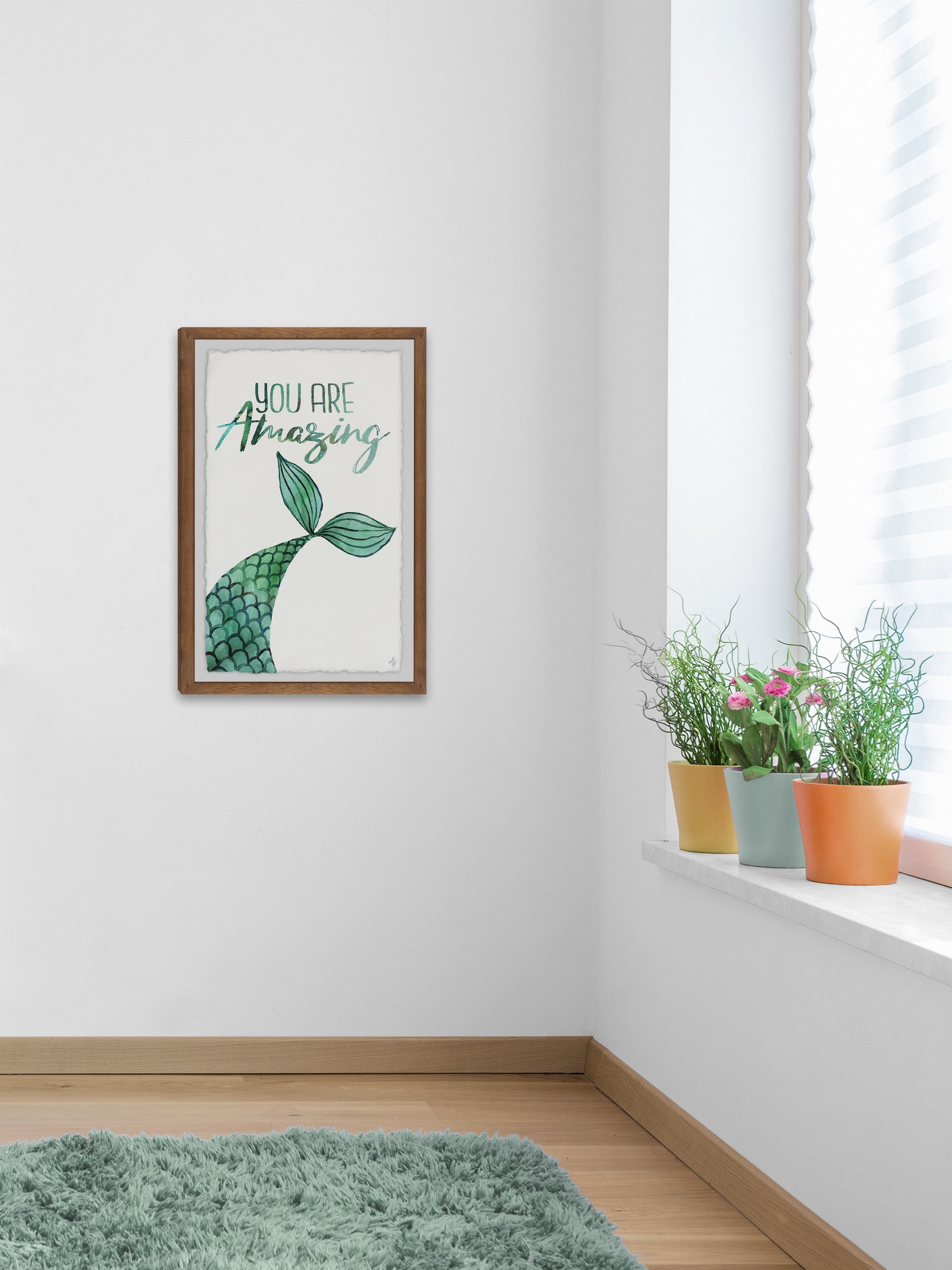 Marmont Hill Amazing Mermaid Tail Framed Wall Art, 20.00" x 1.50"