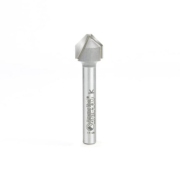 Amana Tool 45792-M V-Groove 90 Deg. Folding for Aluminum Composite Material (ACM) Panels Like Alucobond Dibond 0.090 Tip Cut Width x 3/8 CH x 1/2 D x 6mm SHK Carbide Tipped Router Bit