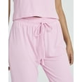 thumbnail image 5 of Real Essentials 2 Pack: Women's Ribbed Knit Cropped Short Sleeve Top with Jogger Sweatpants Lounge Set Sleep, 5 of 6