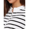 thumbnail image 5 of INSPIRE CHIC Womens Maternity Blouse Cotton Mock Neck Shirt Half Zip Long Sleeve Tops Side Slit Striped Turtleneck Pregnancy L Black, 5 of 6