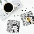 thumbnail image 4 of Disketp Floral Sugar Skull Portrait Funny Coasters,4 Pcs Leather Coasters with Holder, Perfect Housewarming Hostess Gifts,Protect Furniture from Water Marks Scratch and Damage-Square, 4 of 6