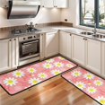 thumbnail image 3 of Kitchen Rugs Sets Of 2,Pink Daisy Flower Yellow Centers Pattern Anti Fatigue Kitchen Mat Rugs Non Slip Washable,Decorative Kitchen Floor Mats for Kitchen,Sink,Laundry,17"x47"+17"x47", 3 of 5
