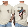 thumbnail image 5 of Unisex Patriotic Christian T-Shirt, “Stand For The Flag Kneel For The Cross” Double-Sided Graphic Tee, Cotton Casual Shirt, Sizes S–5XL, 5 of 7
