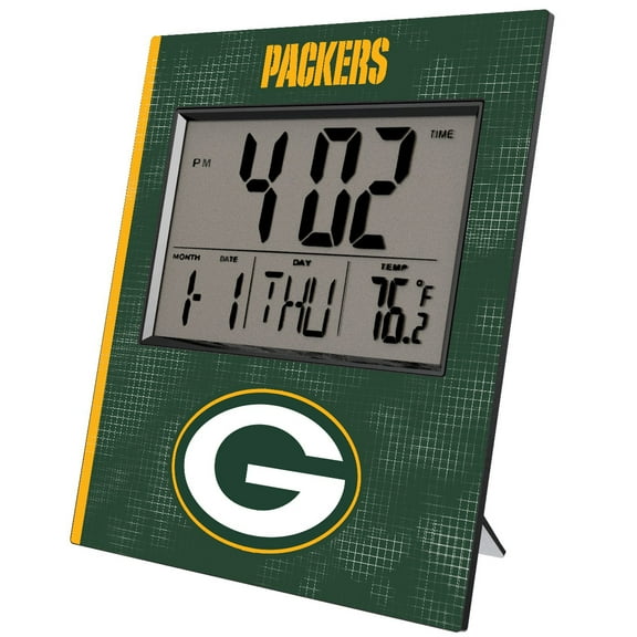 Keyscaper Green Bay Packers Cross Hatch Digital Desk Clock