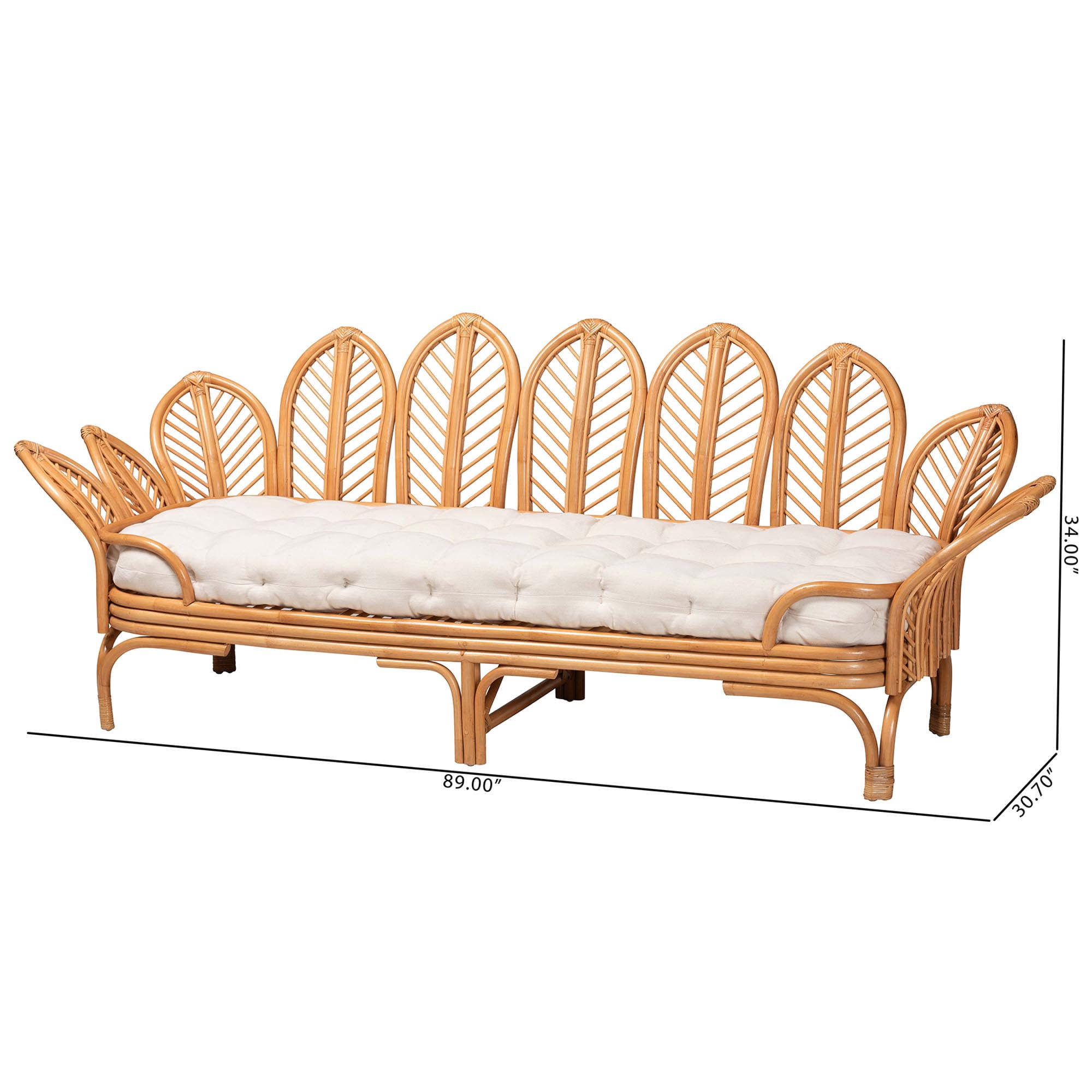 Bali & Pari Loften Open Work Frame Boho Twin Size Daybed Light Honey