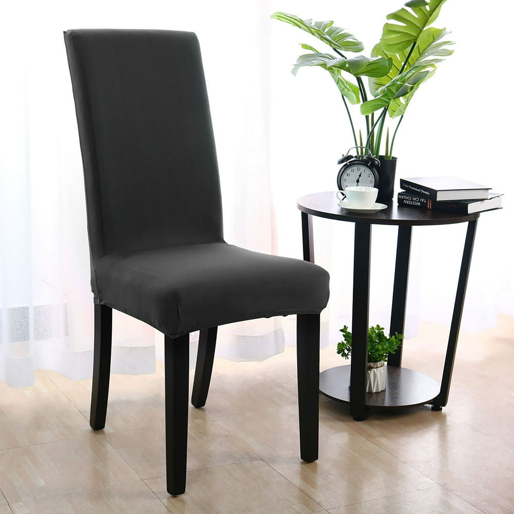 Stretch Dining Room Chair Cover for Shorty Parson Chair Black Bedding