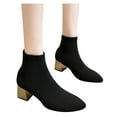 thumbnail image 6 of jsaierl Women's Knit Chunky Heel Sock Boots Pointed Toe Ankle Booties Stretch Socking Boots, 6 of 9