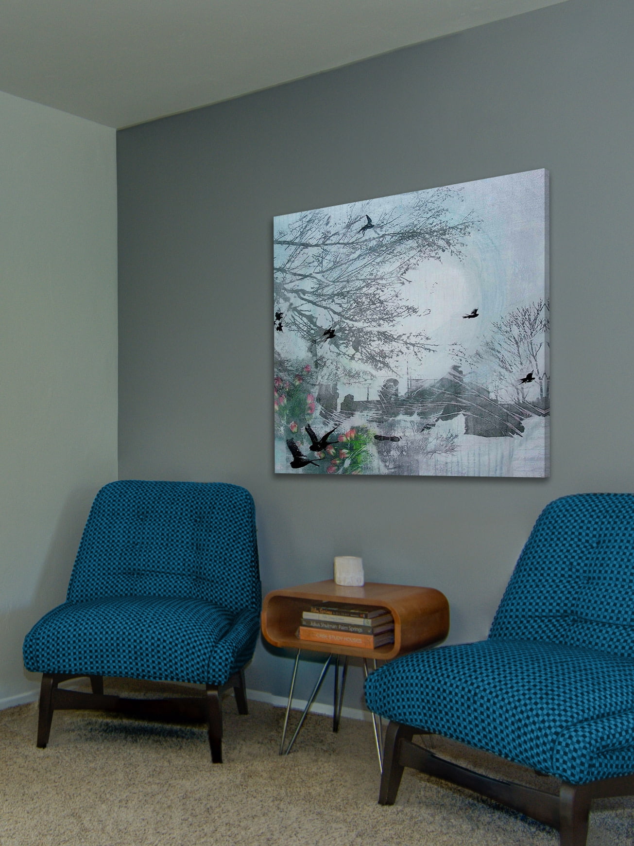 Marmont Hill "Tuesday in Blue" by Tracy Silva Barbosa Painting Print on Canvas