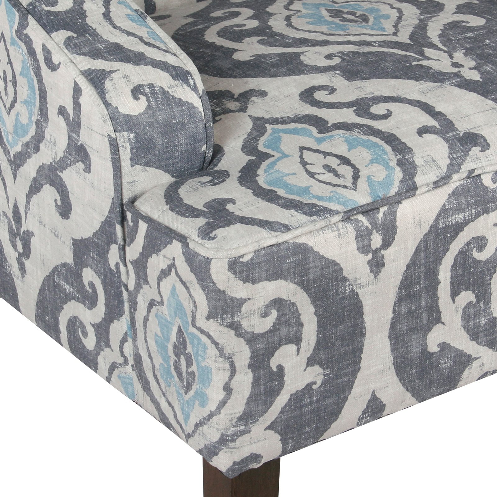 HomePop Classic Swoop Accent Chair - Blue and White Damask